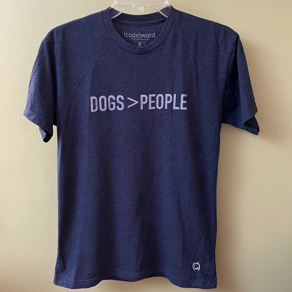 Dogs Are Greater Than People 🐶 Navy Blue Novelty Short Sleeve Graphic T-Shirt